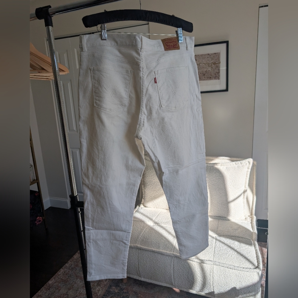 Levi's Classic Crop White Denim Jeans Size 16 W 33 - Picture 8 of 11